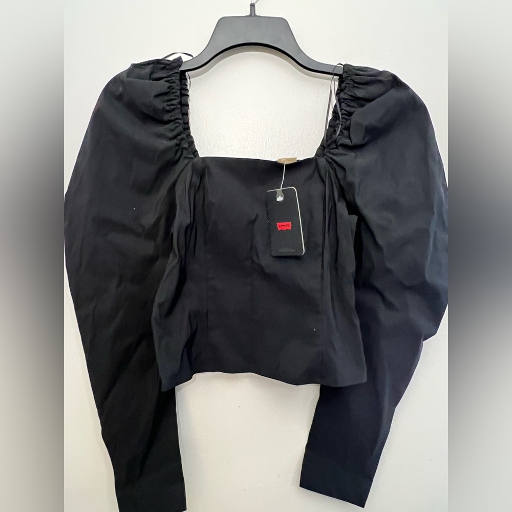 Levi's Elegant Black Square Neck Blouse